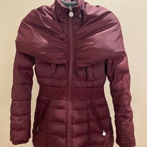 Burgundy Shawl Collar Style Coat